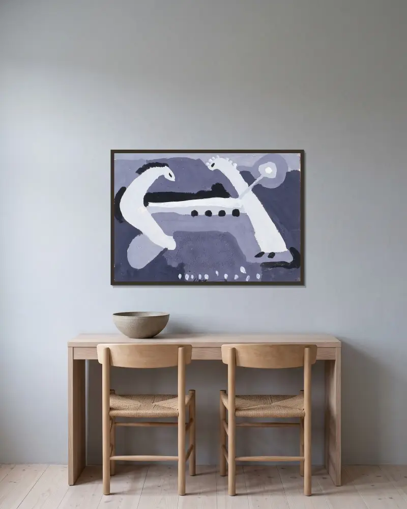 Schwarz und Weiß von Arthur Dove gerahmt an einer Wand