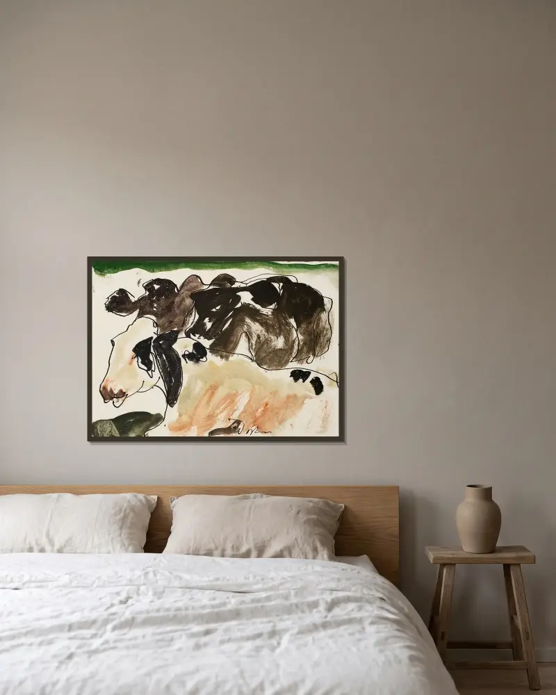 Kühe von Arthur Dove gerahmt an einer Wand