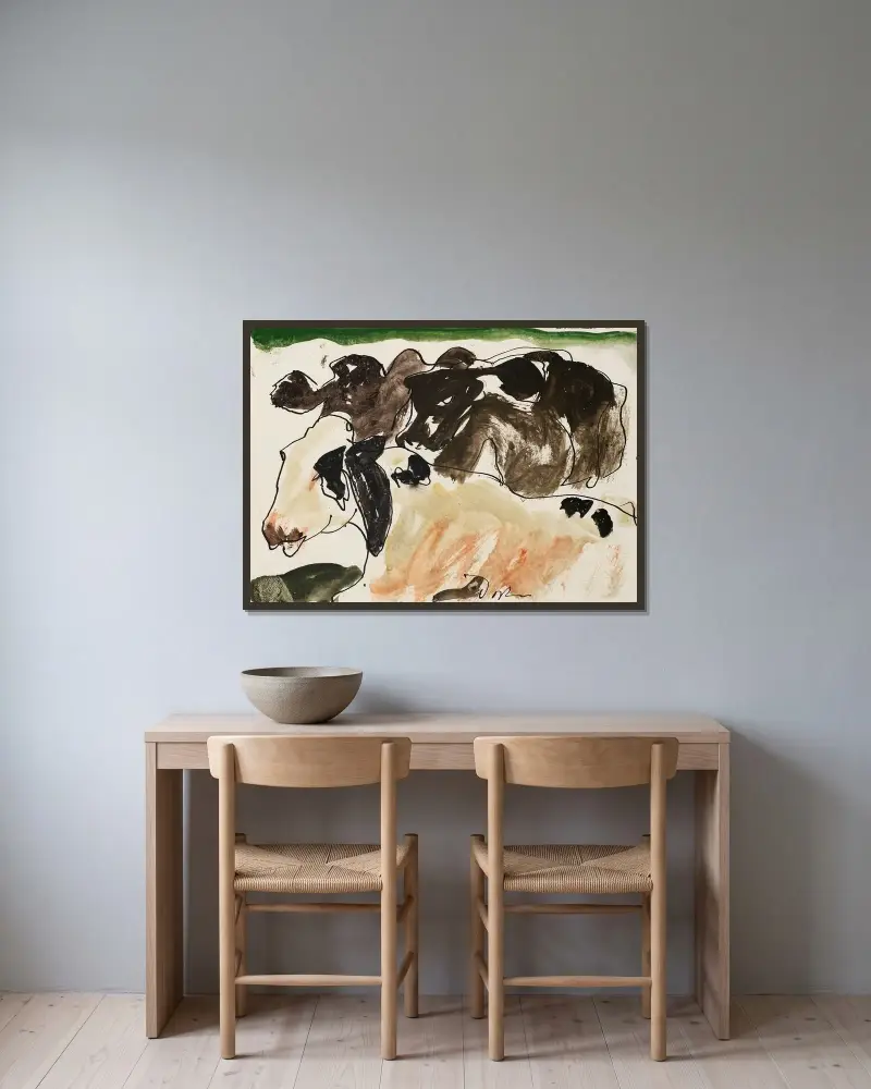 Kühe von Arthur Dove gerahmt an einer Wand