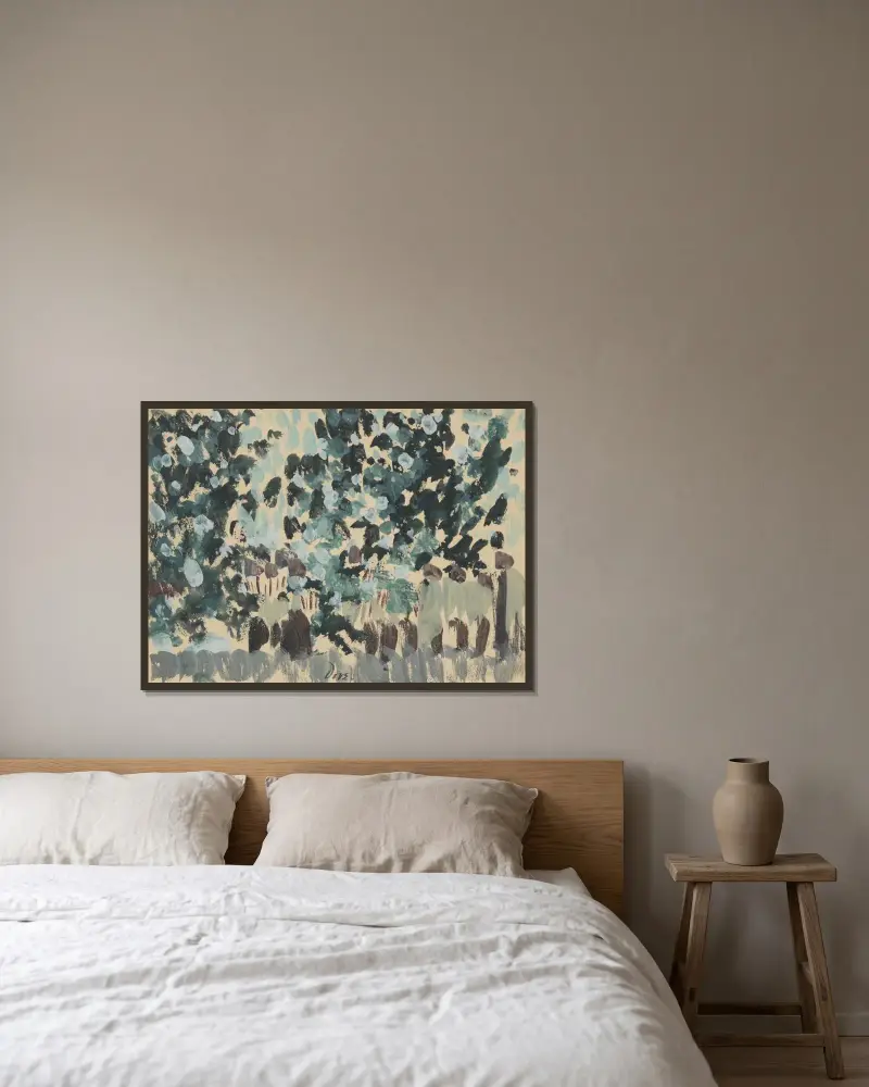Gröna löv av Arthur Dove inramad på en vägg