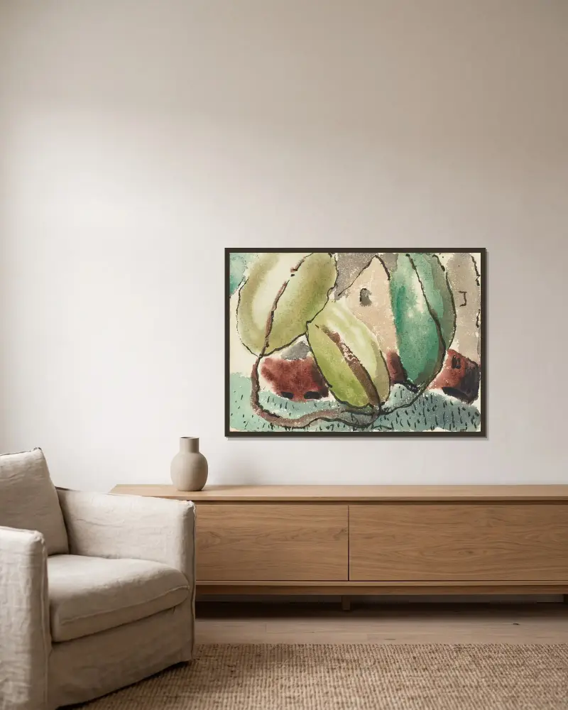 Haus mit Bäumen von Arthur Dove gerahmt an einer Wand
