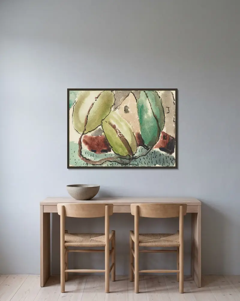 Haus mit Bäumen von Arthur Dove gerahmt an einer Wand