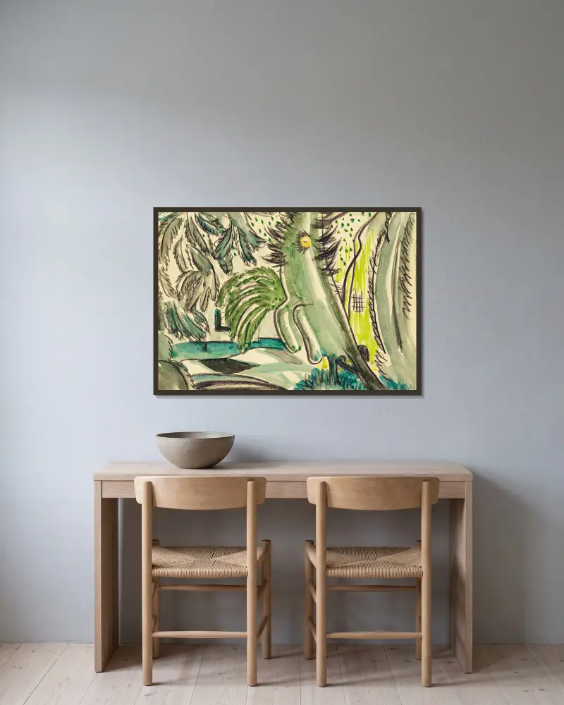 Studie für „Dancing Tree“ von Arthur Dove gerahmt an einer Wand