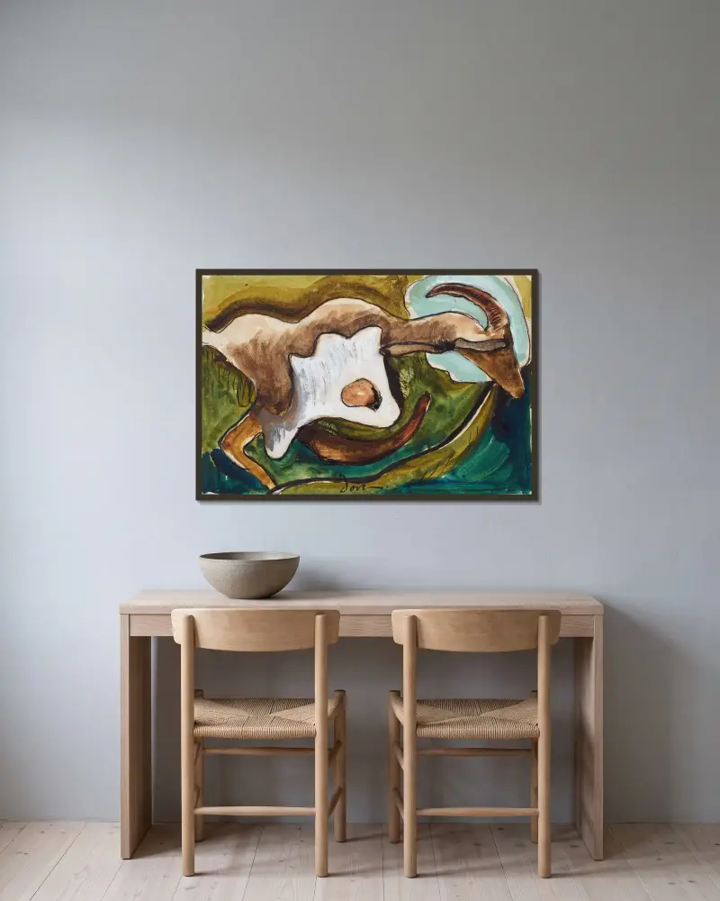 Studie för get av Arthur Dove inramad på en vägg
