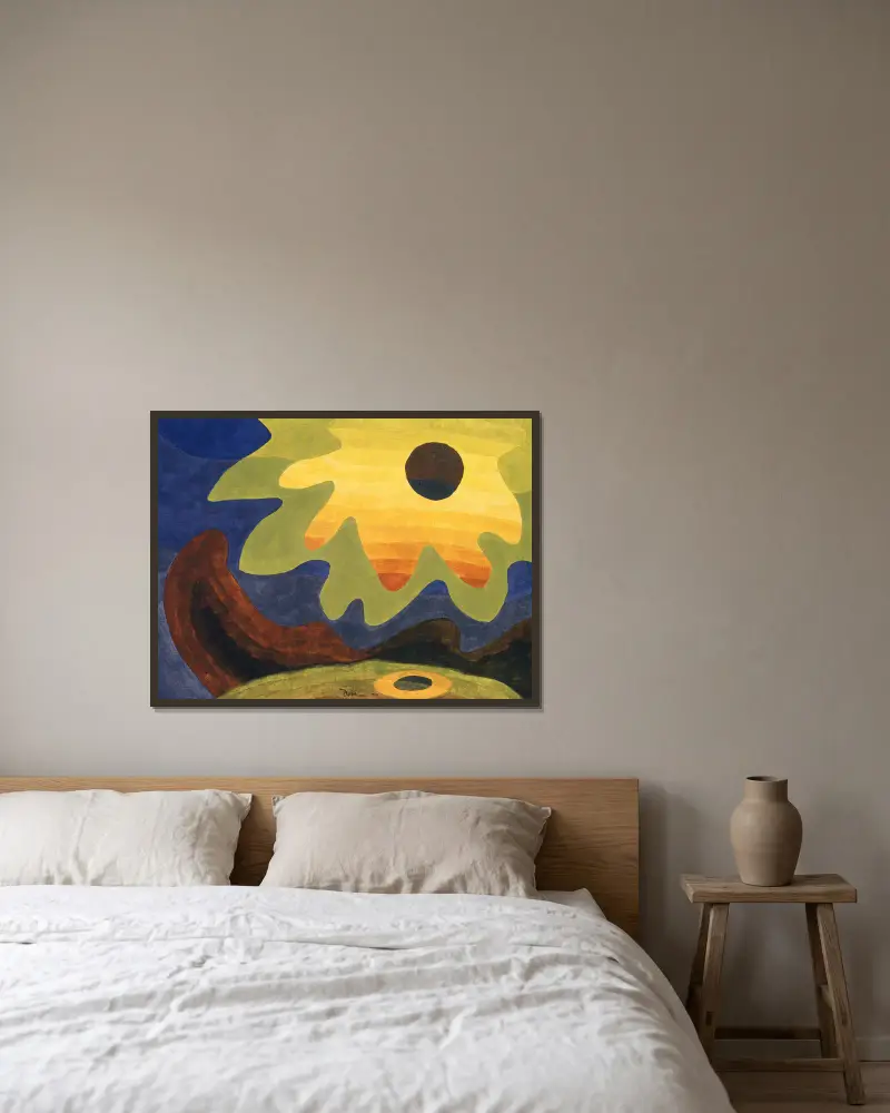 Sonne von Arthur Dove gerahmt an einer Wand