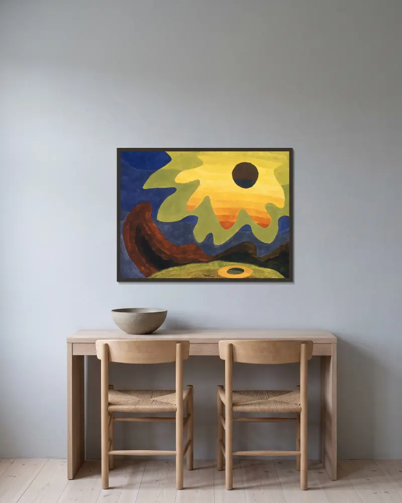 Sonne von Arthur Dove gerahmt an einer Wand