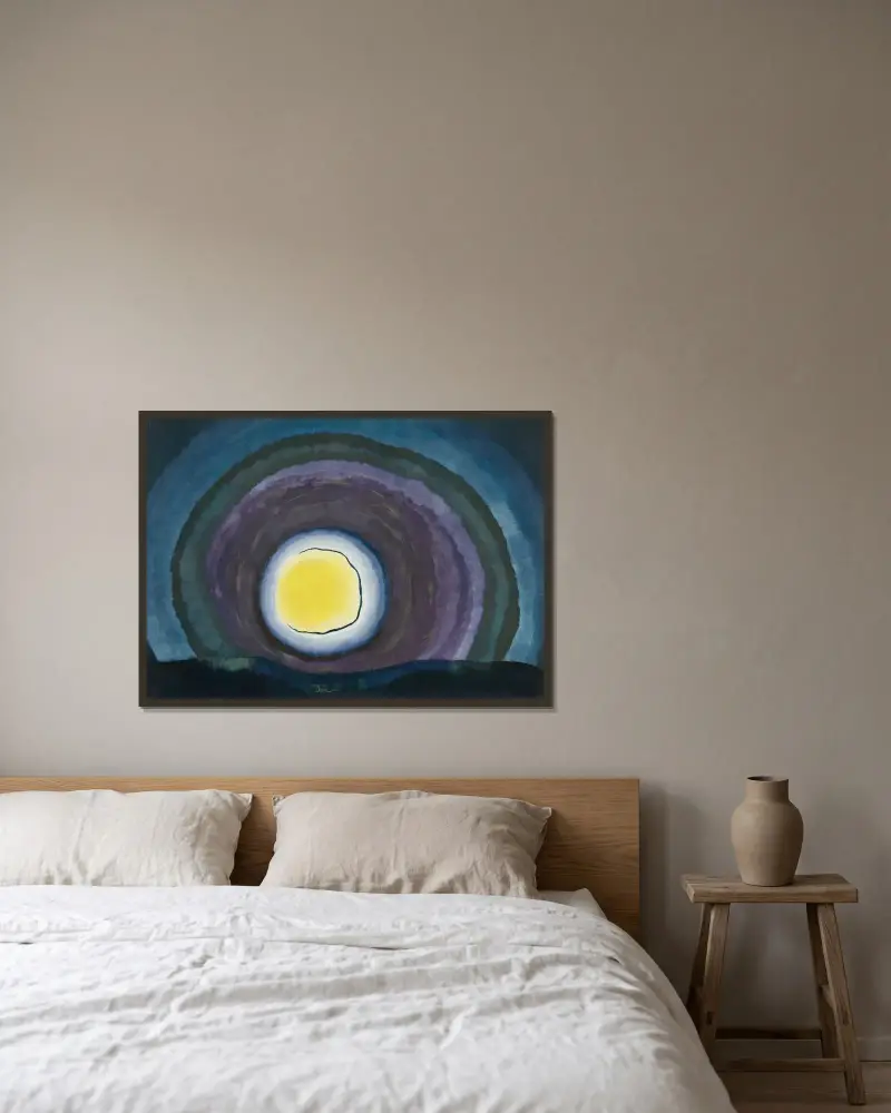 Sunrise III av Arthur Dove inramad på en vägg