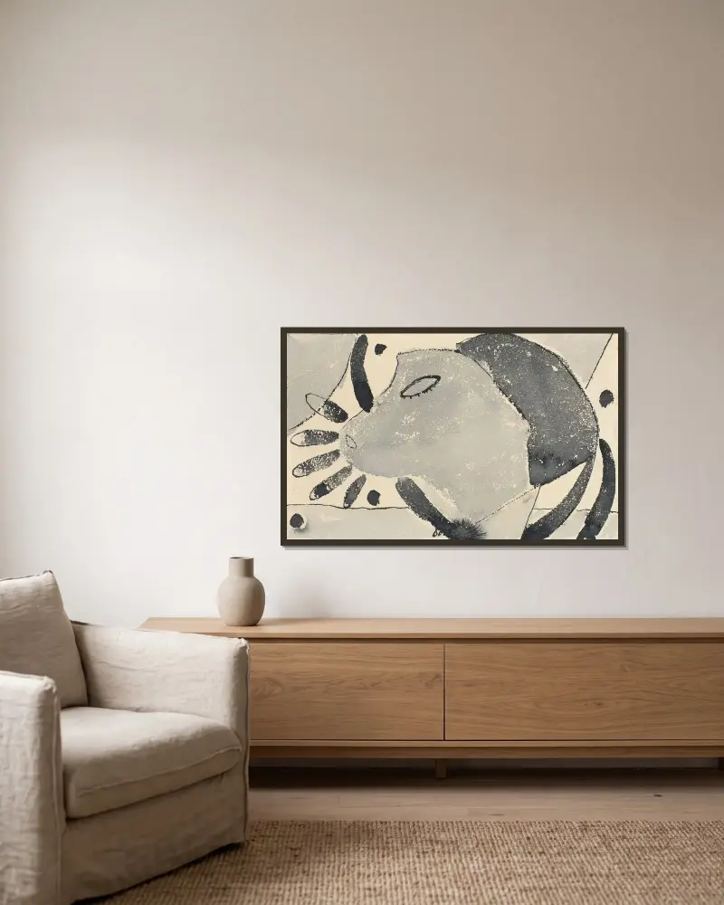 Irgendwo war eine Katze von Arthur Dove gerahmt an einer Wand