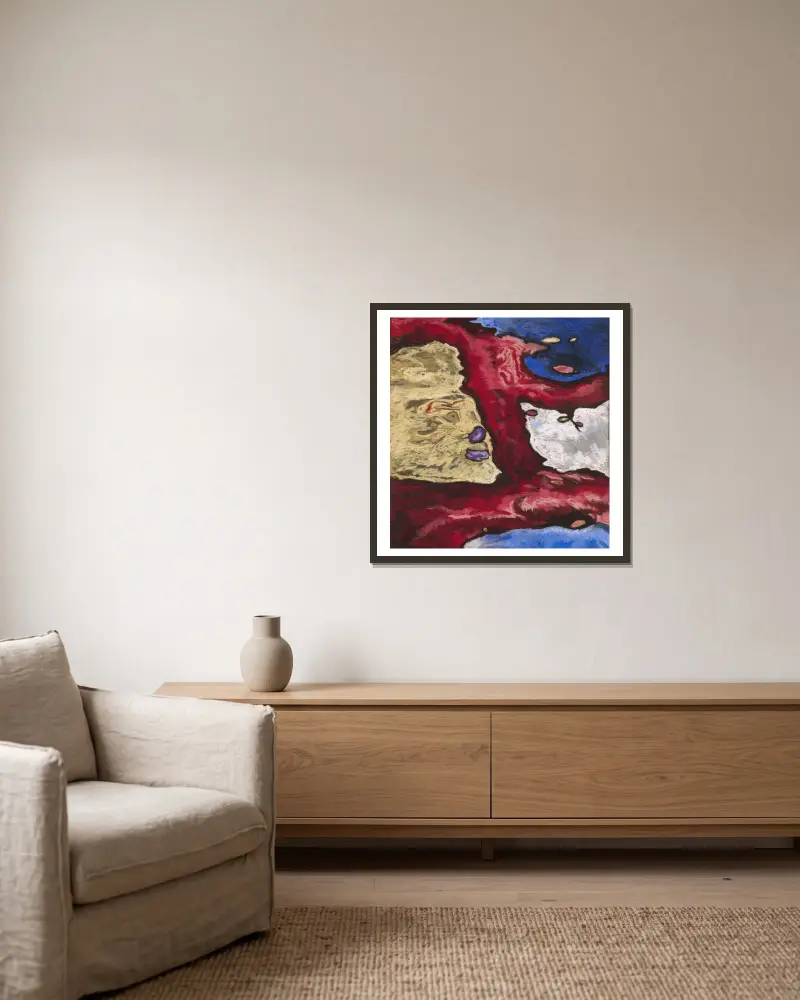 Baumformen und Wasser von Arthur Dove gerahmt an einer Wand