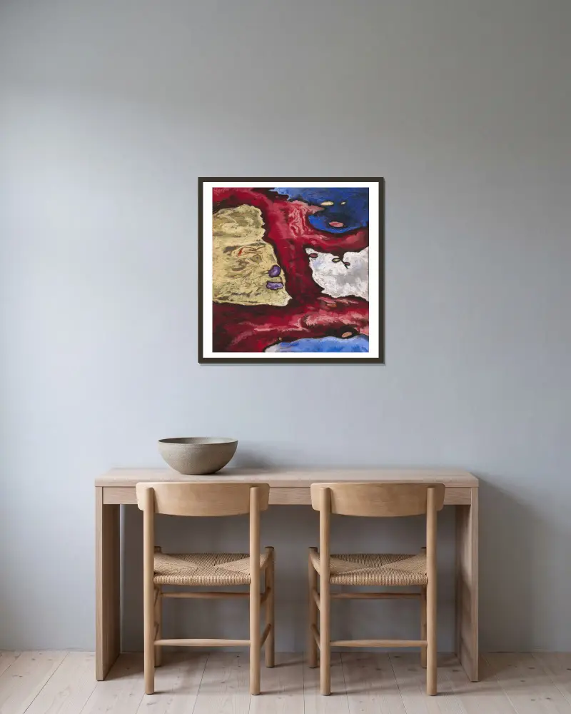 Baumformen und Wasser von Arthur Dove gerahmt an einer Wand