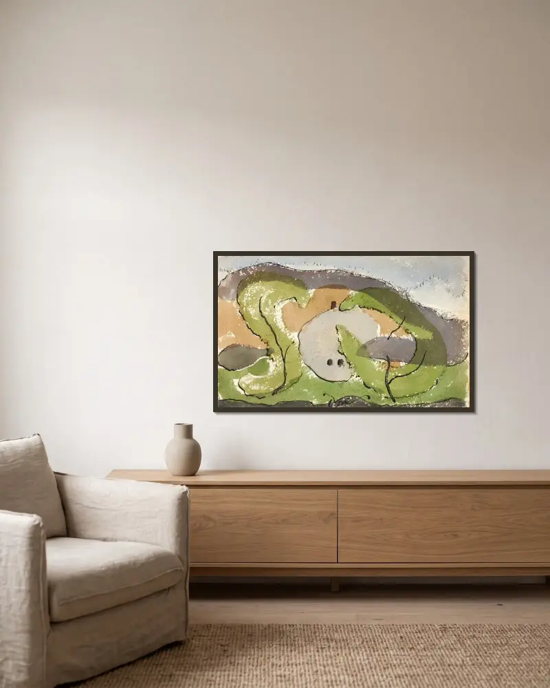 Untitled (Landscape) av Arthur Dove inramad på en vägg