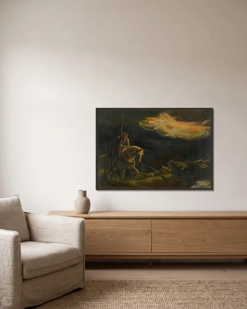 Study for Sir Galahad – The quest for the holy grail av Arthur Hughes inramad på en vägg