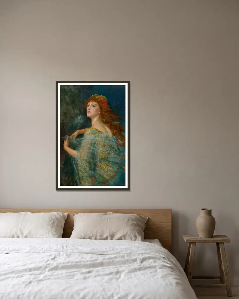 Die Zauberin von Arthur Hughes gerahmt an einer Wand