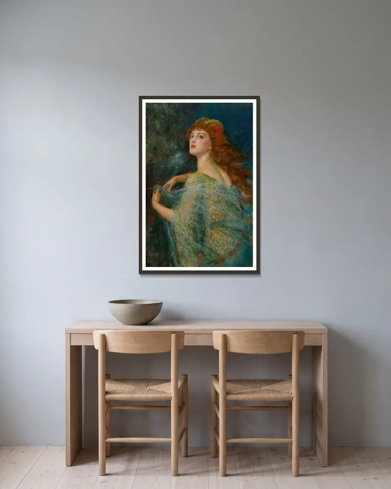 Die Zauberin von Arthur Hughes gerahmt an einer Wand