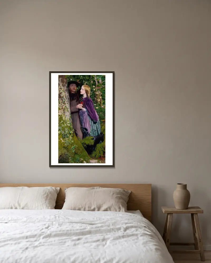 Die lange Verlobung von Arthur Hughes gerahmt an einer Wand