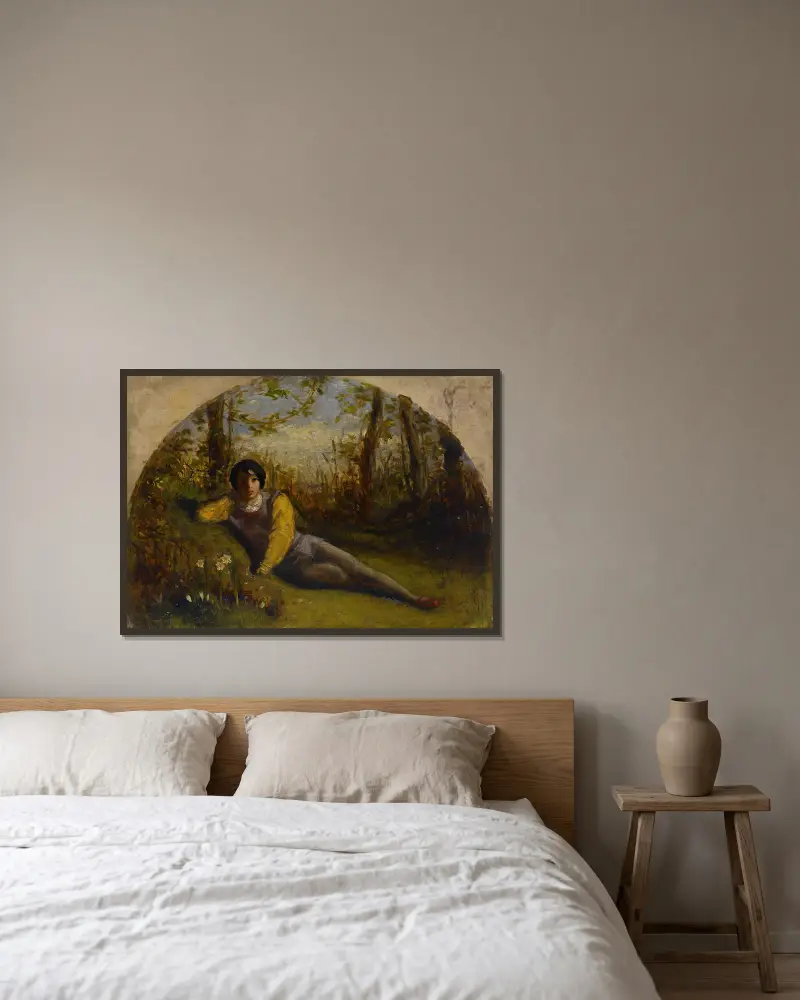 The Young Poet – Oil Study av Arthur Hughes inramad på en vägg