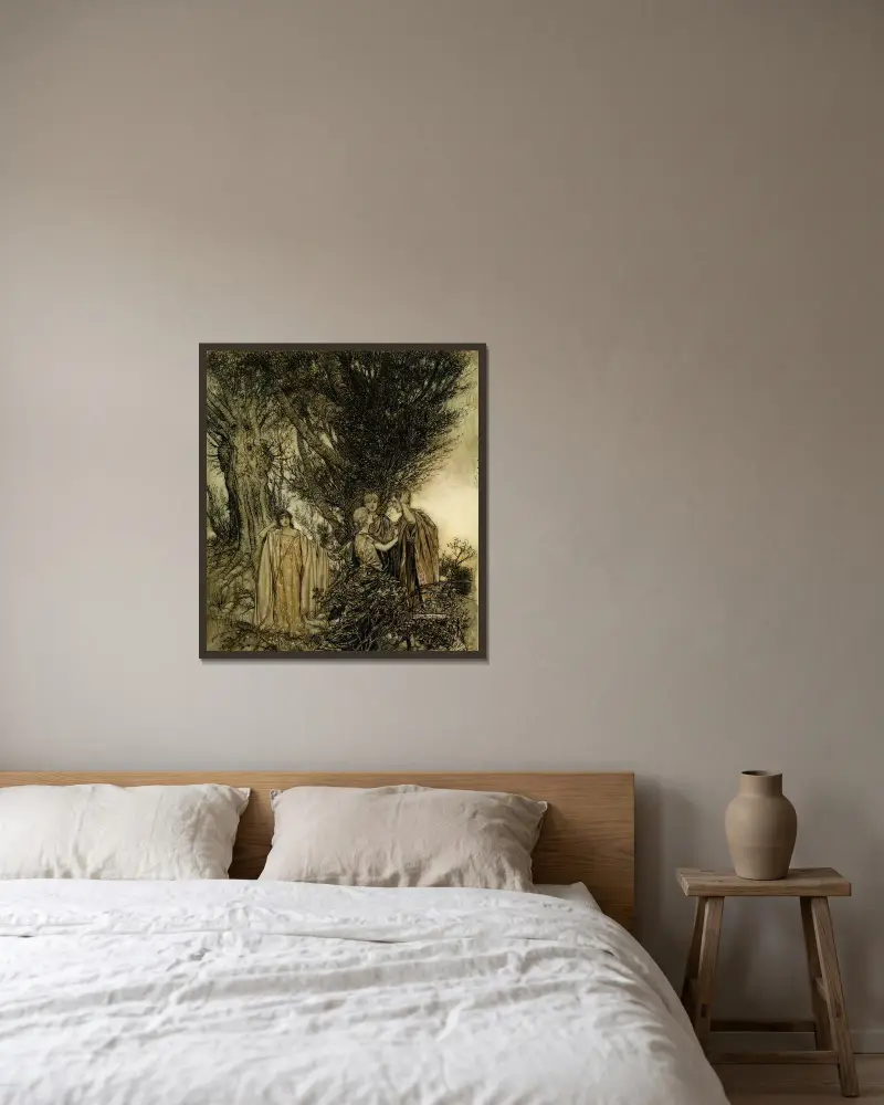Är du säker på att vi är vakna av Arthur Rackham inramad på en vägg