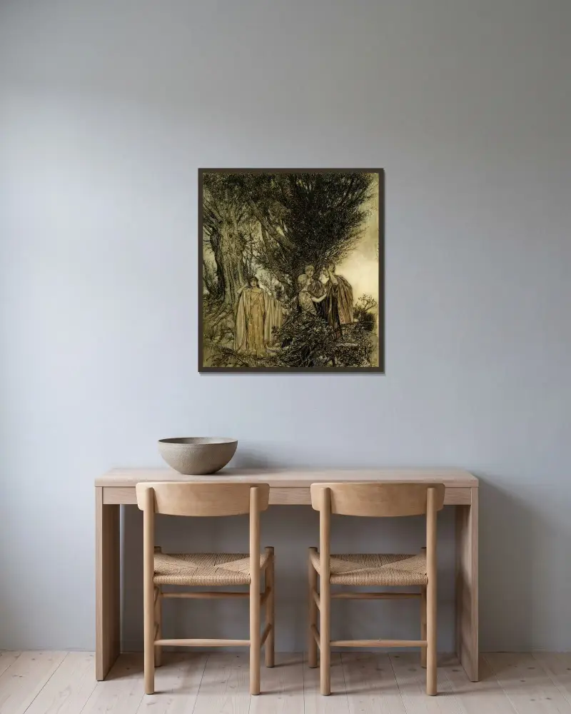 Är du säker på att vi är vakna av Arthur Rackham inramad på en vägg
