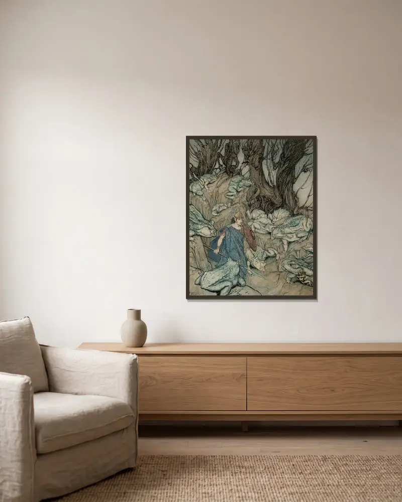 Becuma of the White Skin av Arthur Rackham inramad på en vägg