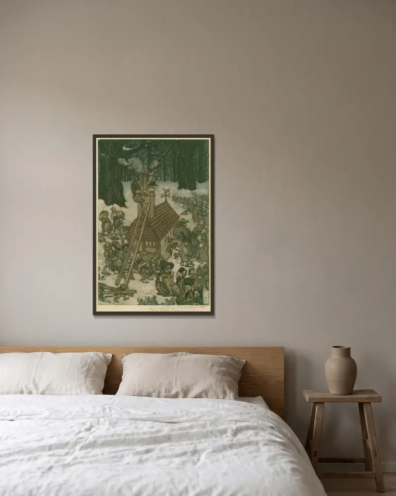 När huset byggdes åt Maimie av Arthur Rackham inramad på en vägg
