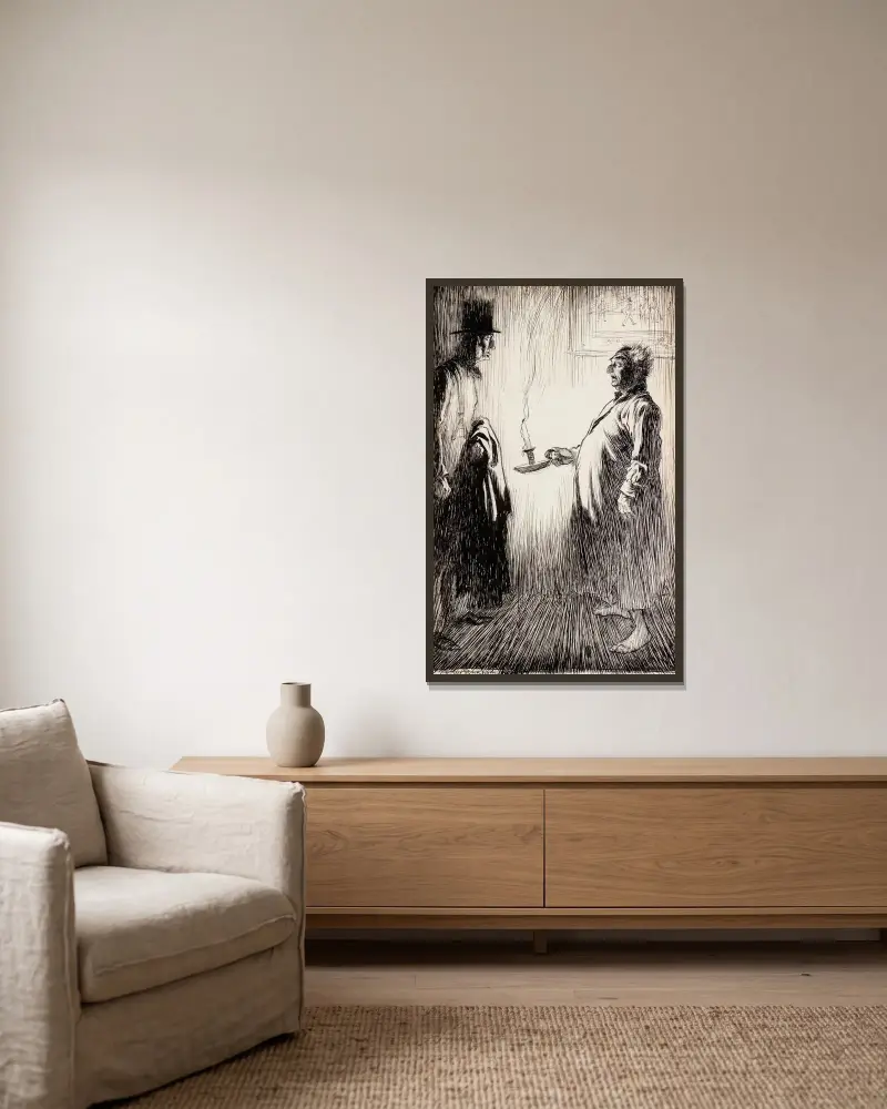 Kerzenlicht von Arthur Rackham gerahmt an einer Wand