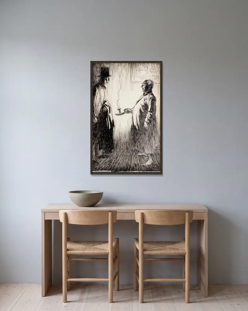 Kerzenlicht von Arthur Rackham gerahmt an einer Wand