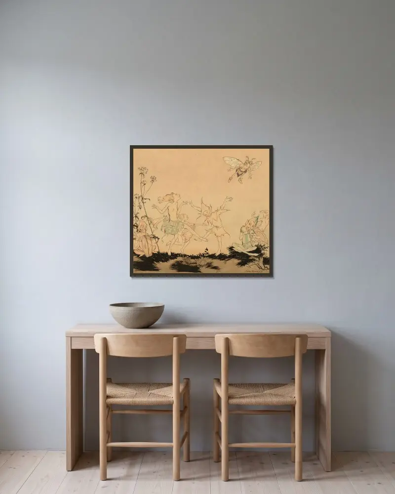 Älvdans av Arthur Rackham inramad på en vägg