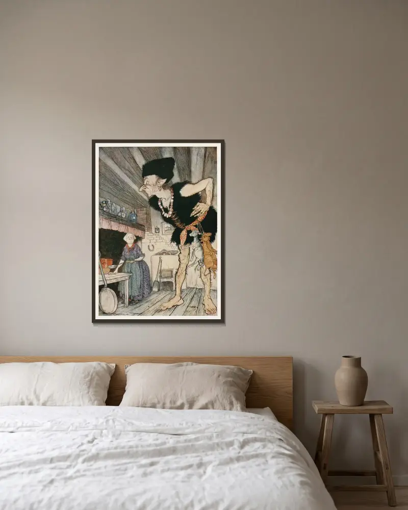 Fee-fi-fo-fum, czuję krew Anglika, Arthur Rackham w ramie na ścianie