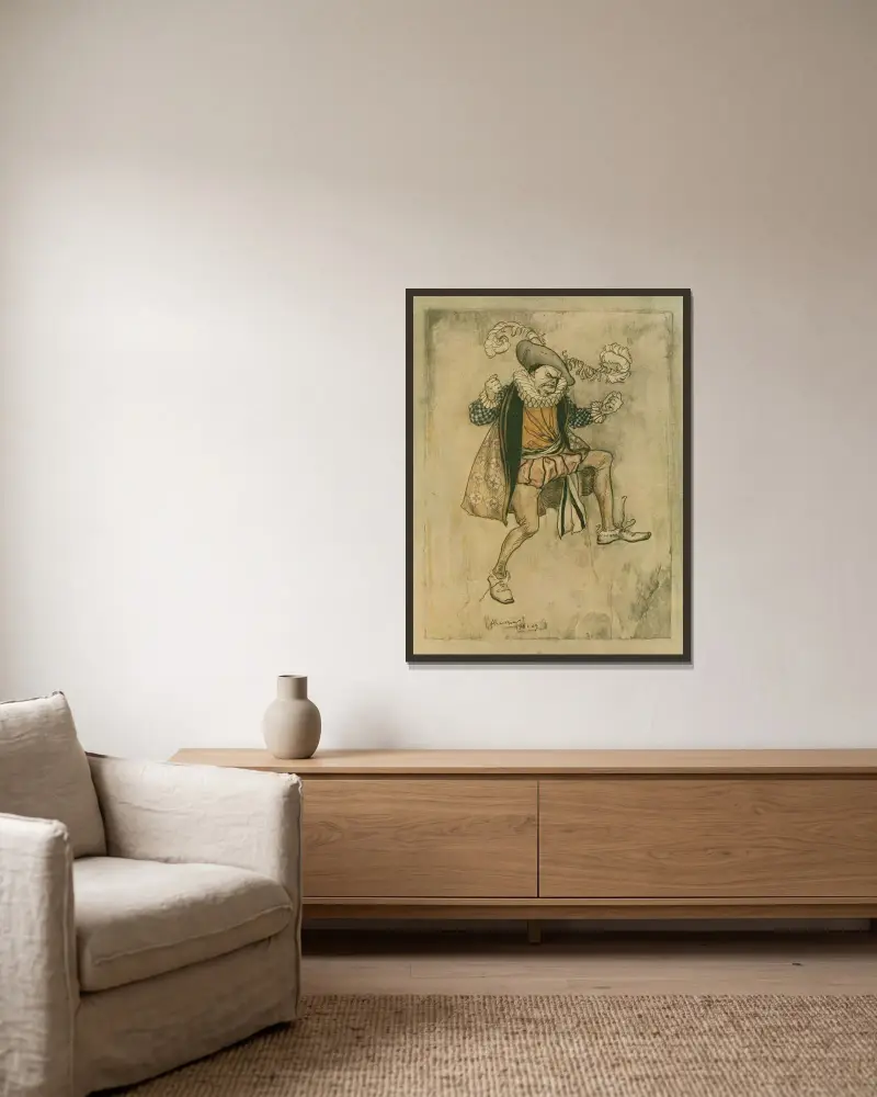 Er hüpfte auf und ab, und so furchterregend runzelte sich seine Stirn, man hätte meinen können, er sei blind von Arthur Rackham gerahmt an einer Wand