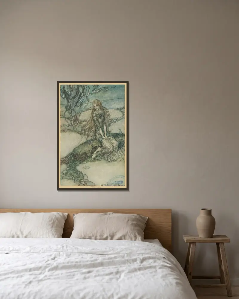 He could see Undine beneath the crystal vault av Arthur Rackham inramad på en vägg