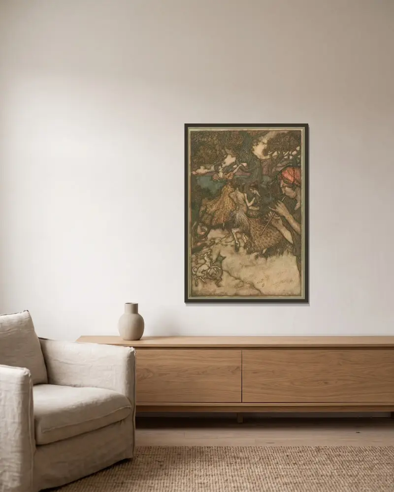 Om Orfeus först skapade valsen av Arthur Rackham inramad på en vägg