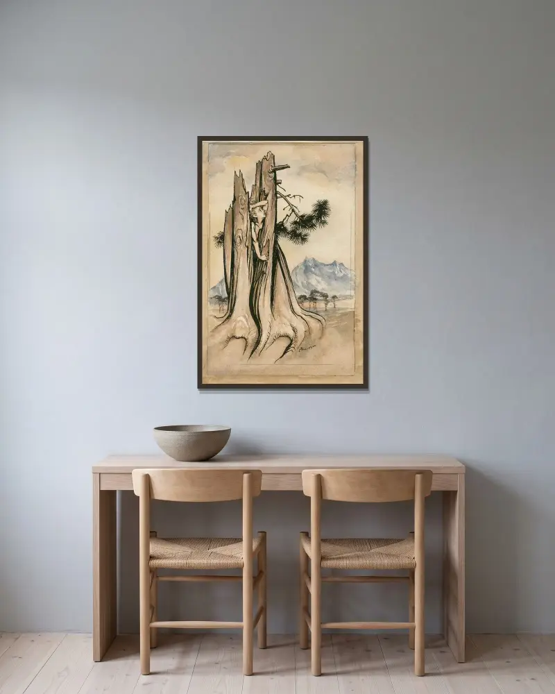 Fängslade Ariel av Arthur Rackham inramad på en vägg
