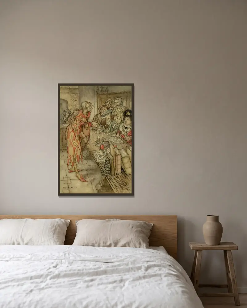 In kom den underligaste gestalt av Arthur Rackham inramad på en vägg
