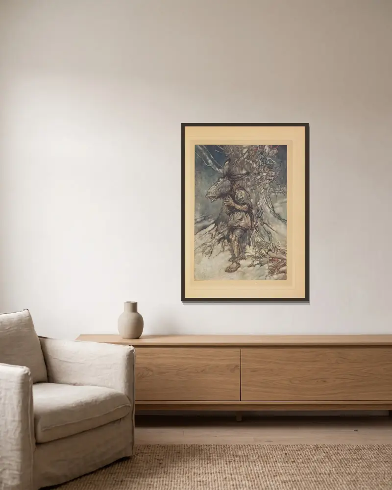 Je chanterai pour qu’ils entendent bien que je n’ai pas peur av Arthur Rackham inramad på en vägg