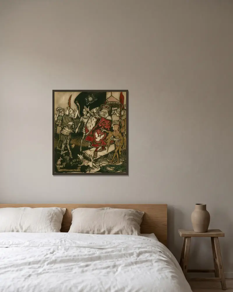 Kung Henrik IV, del 1, akt V, scen 1 av Arthur Rackham inramad på en vägg