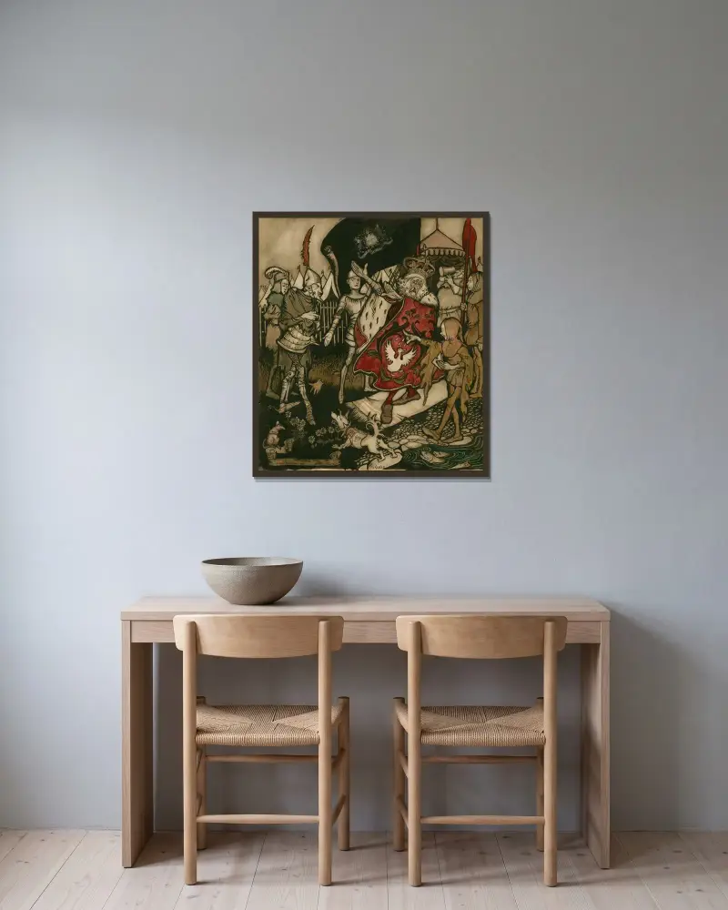 Kung Henrik IV, del 1, akt V, scen 1 av Arthur Rackham inramad på en vägg