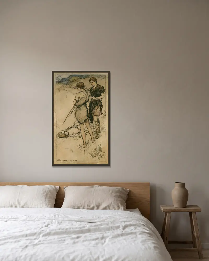 Klagosång för Imogen av Arthur Rackham inramad på en vägg