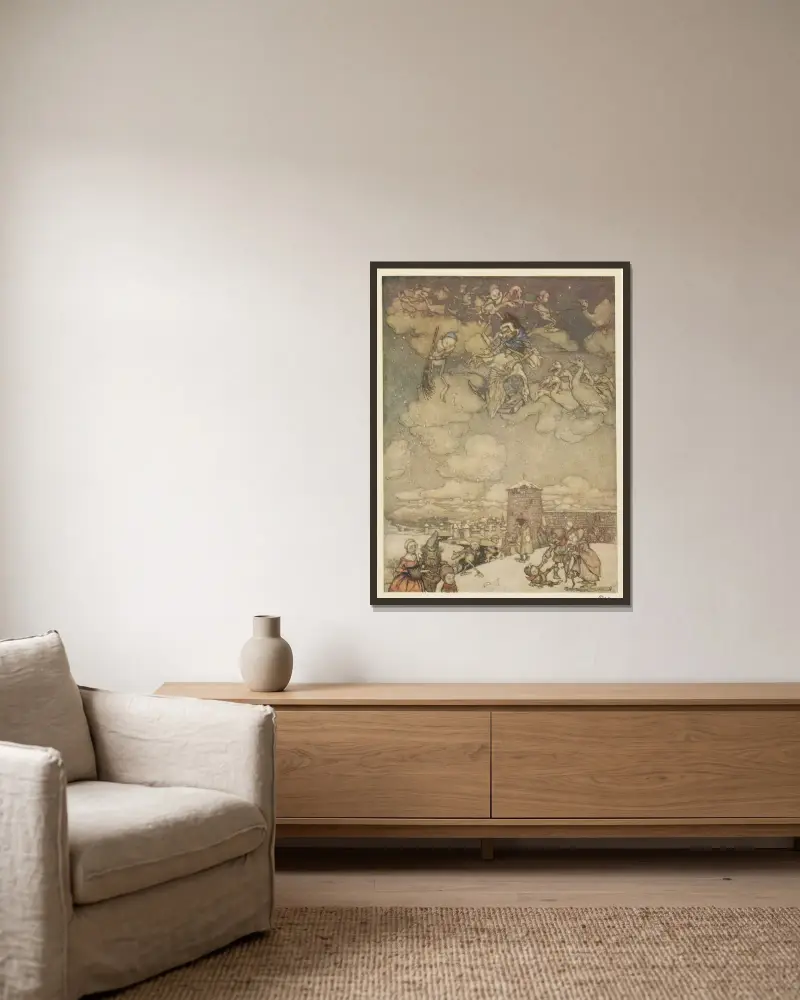 Mamma Gås av Arthur Rackham inramad på en vägg