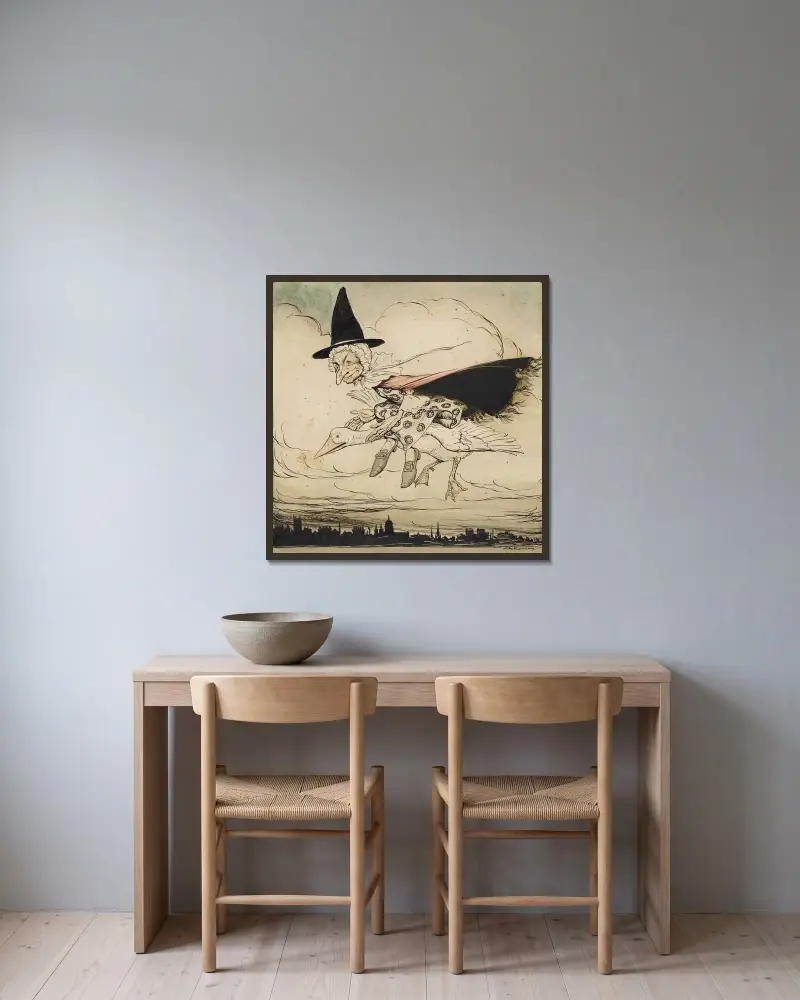 Mother Goose av Arthur Rackham inramad på en vägg