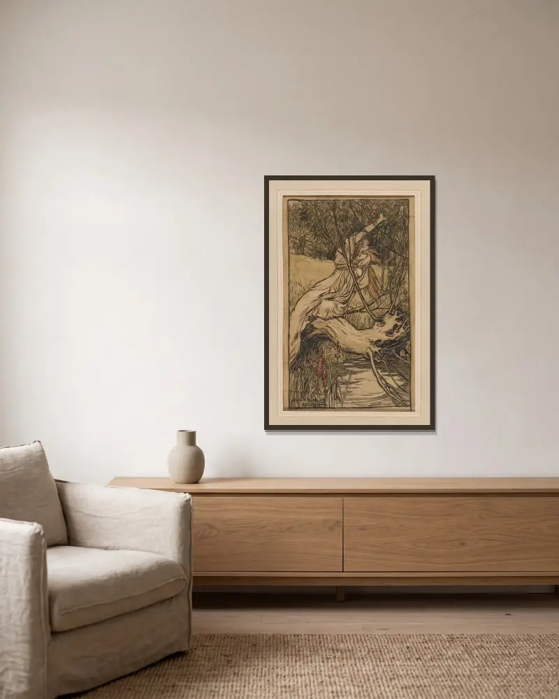Ofelia, Arthur Rackham w ramie na ścianie