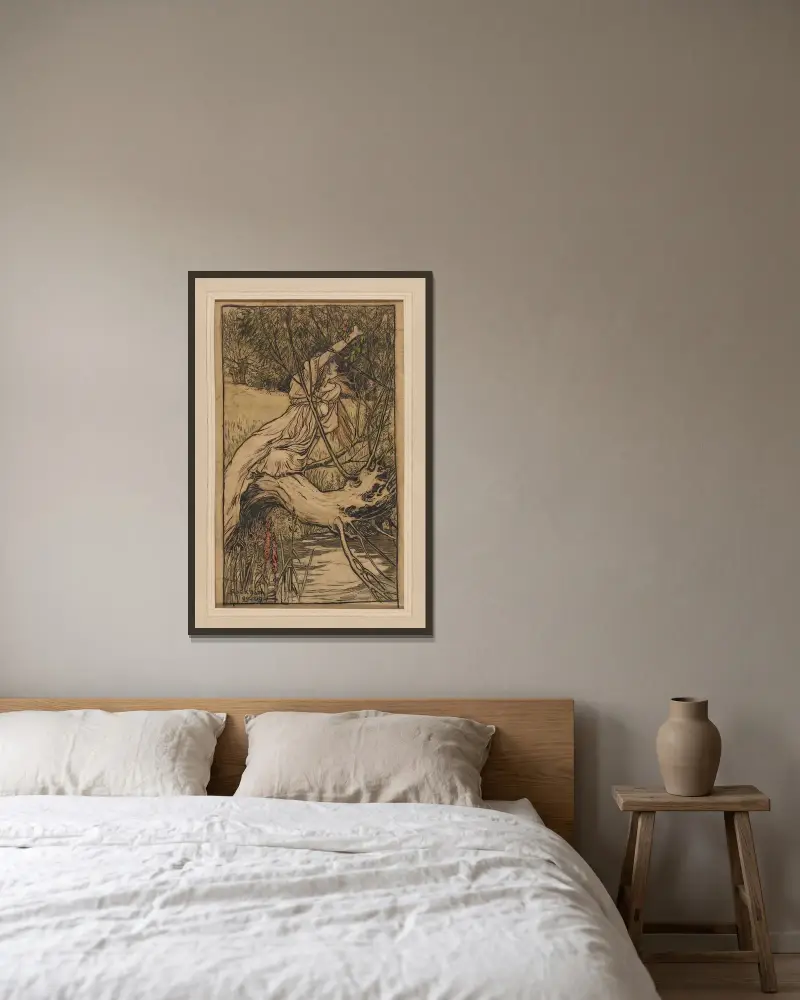 Ofelia, Arthur Rackham w ramie na ścianie