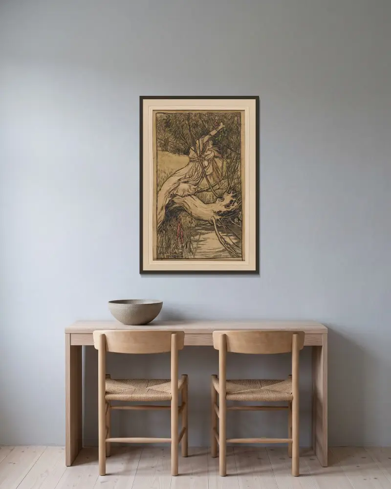 Ofelia, Arthur Rackham w ramie na ścianie
