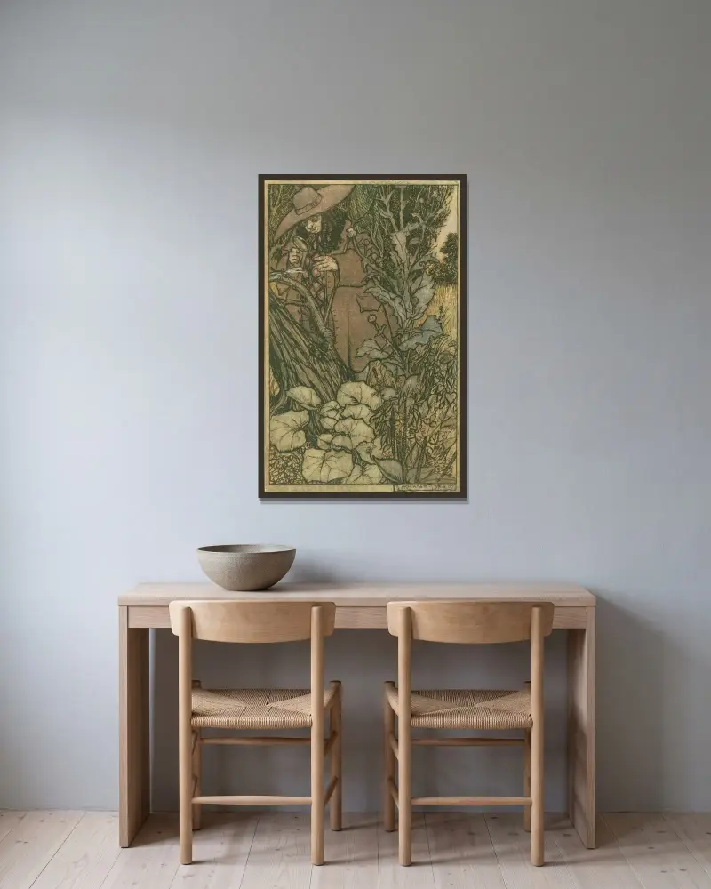 Sir Thomas, her Lord, was stout of limb. von Arthur Rackham gerahmt an einer Wand