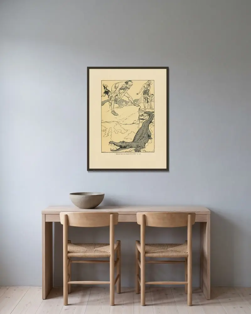 Särskild mat hade förberetts för honom av Arthur Rackham inramad på en vägg