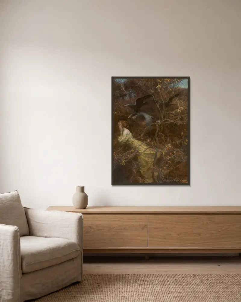 Den hemsökta skogen av Arthur Rackham inramad på en vägg