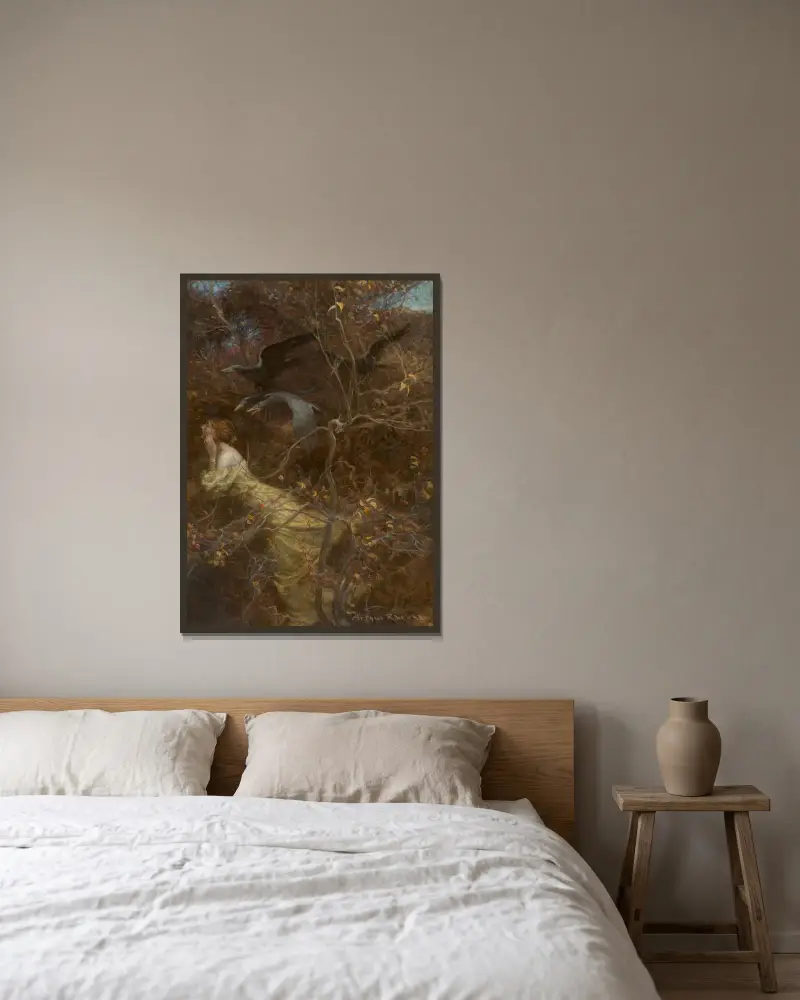 Den hemsökta skogen av Arthur Rackham inramad på en vägg