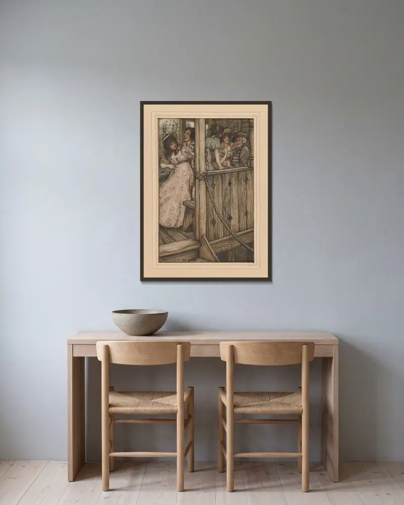 The Ingoldsby Legends: Den döda trumslagaren av Arthur Rackham inramad på en vägg