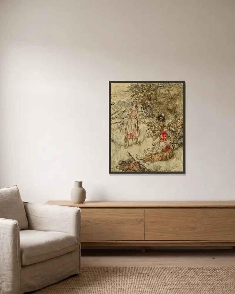 Sagoberättaren av Arthur Rackham inramad på en vägg