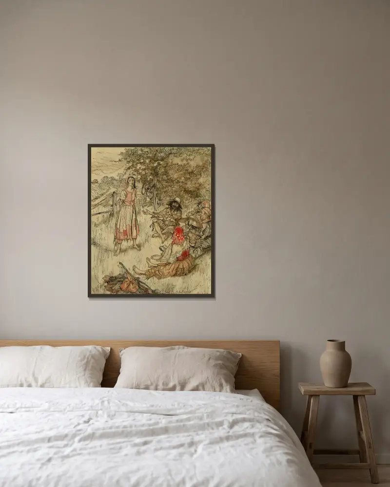 Sagoberättaren av Arthur Rackham inramad på en vägg