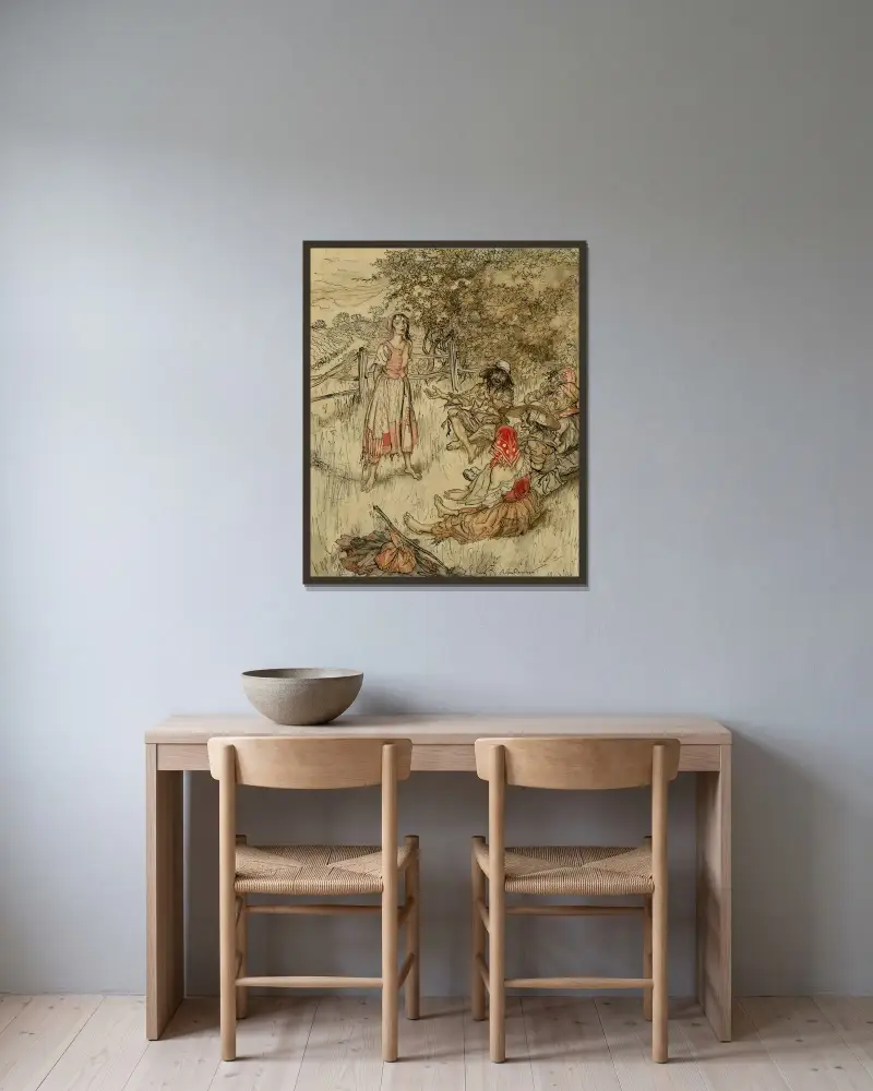Sagoberättaren av Arthur Rackham inramad på en vägg